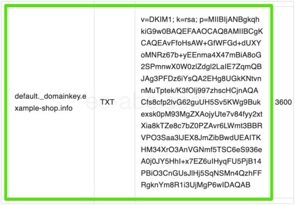 DKIMレコード例