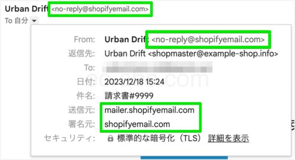 shopifyemail.comが送信元のメール